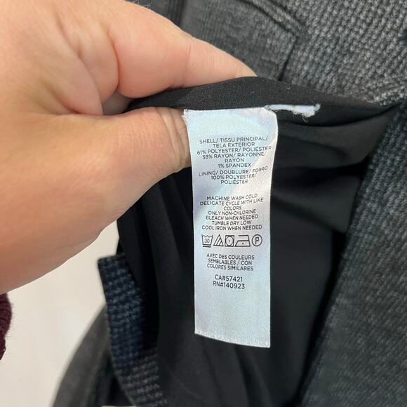 LOFT Blazer Size 0 Gray Houndstooth Classic Work Career Jacket - Picture 5 of 6